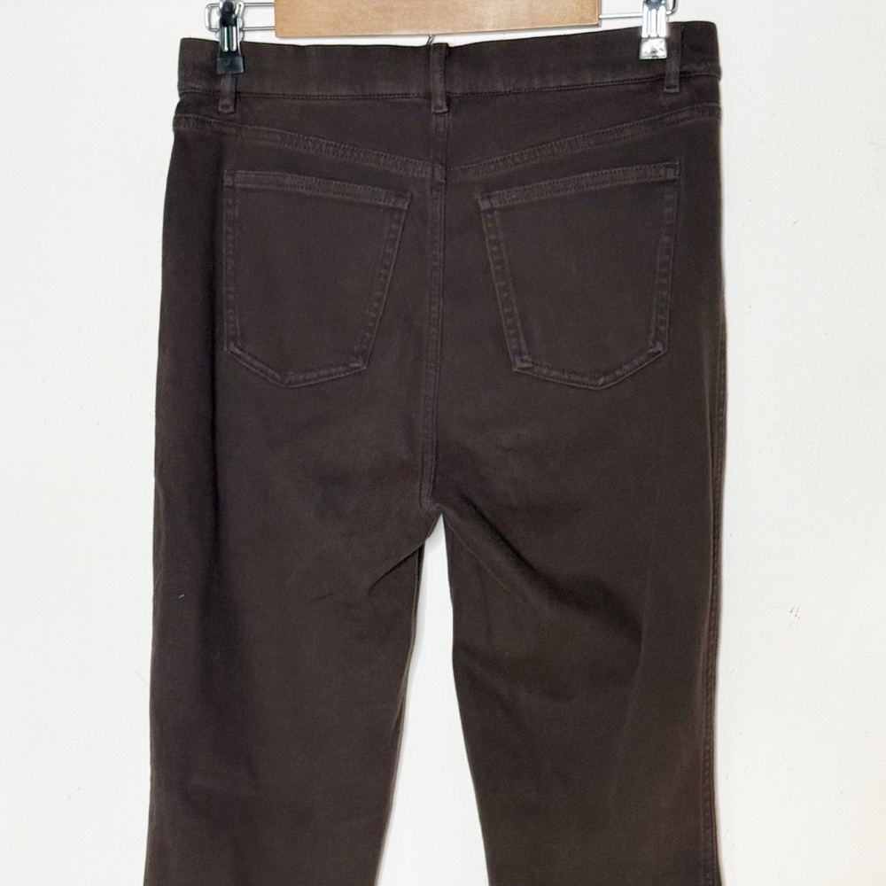 Uniqlo Heattech High Rise Pull-On Brown Denim Pants Size L Minimalist Skinny Fit - Picture 4 of 7